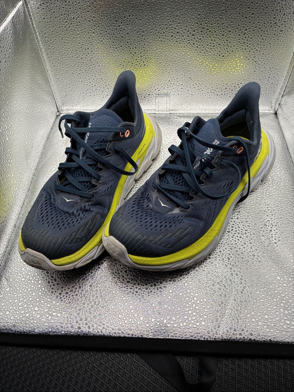 Hoka One One Navy and Yellow Women's Running Shoes